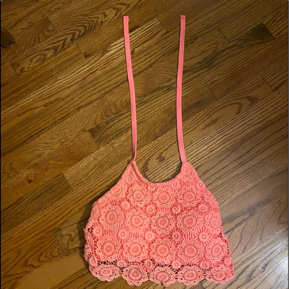 Melon Colored NWT CROCHETED HALTER TOP Size D/DD